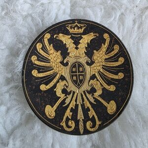 Demascene Double Headed Eagle Vintage Gold and Black Emblem Mini Coaster.